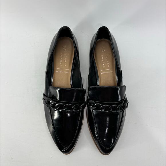 LC Lauren Conrad Demii Womens 9.5 Black Faux Patent Leather Loafer - Picture 6 of 13